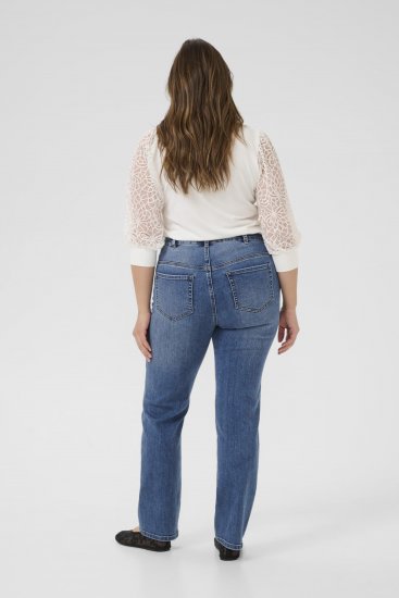Kaffe Curve Dina Straight jeans i normal længde Blå - Jeans & Bukser i Store Størrelser – Plus Size - 