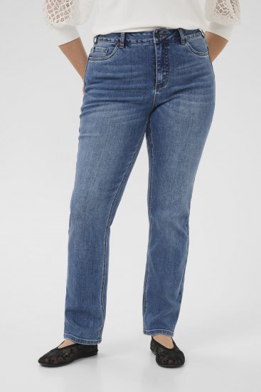 Kaffe Curve Dina Straight jeans i normal længde Blå - Jeans & Bukser i Store Størrelser – Plus Size - 