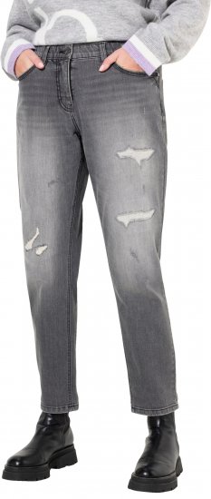 Ulla Popken Distressed Stretch Fit Boyfriend Jeans Dark Denim Blue - Jeans & Bukser i Store Størrelser – Plus Size - 