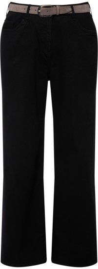 Ulla Popken Mary Fit Wide Leg Stretch Jeans Black - Jeans & Bukser i Store Størrelser – Plus Size - 