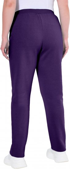 Ulla Popken Basic Drawstring Elastic Waist Cotton Blend Joggers Deep Violet - Jeans & Bukser i Store Størrelser – Plus Size - 