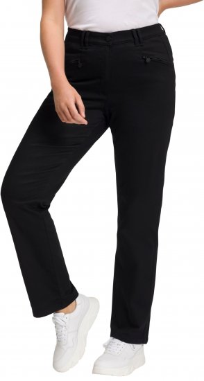 Ulla Popken Basic Mony Tapered Leg Stretch Pants Black - Jeans & Bukser i Store Størrelser – Plus Size - 