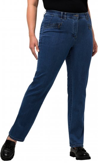 Ulla Popken Mony Elastic Waist Zip Pocket Jeans Blue Denim - Jeans & Bukser i Store Størrelser – Plus Size - 