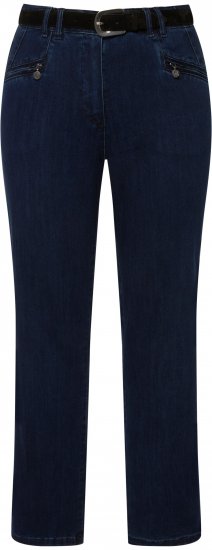 Ulla Popken Mony Elastic Waist Zip Pocket Jeans Dark Blue Denim - Jeans & Bukser i Store Størrelser – Plus Size - Jeans & bukser, EU 42-70