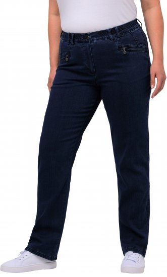 Ulla Popken Mony Elastic Waist Zip Pocket Jeans Dark Blue Denim - Jeans & Bukser i Store Størrelser – Plus Size - Jeans & bukser, EU 42-70