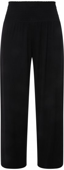 Ulla Popken Wide Leg Smocked Waist Knit Pants Black - Jeans & Bukser i Store Størrelser – Plus Size - 