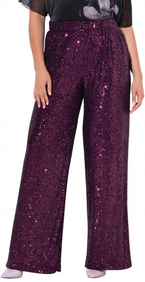 Ulla Popken Wide Leg Sequined Pants Mulberry - Jeans & Bukser i Store Størrelser – Plus Size - 