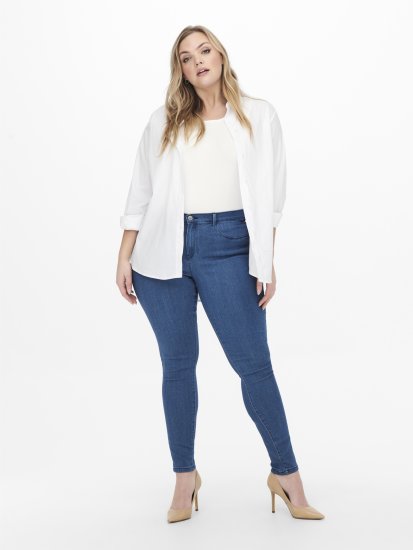 Only Carmakoma Thunder Life Skinny Fit Jeans Blue Denim - Jeans & Bukser i Store Størrelser – Plus Size - 