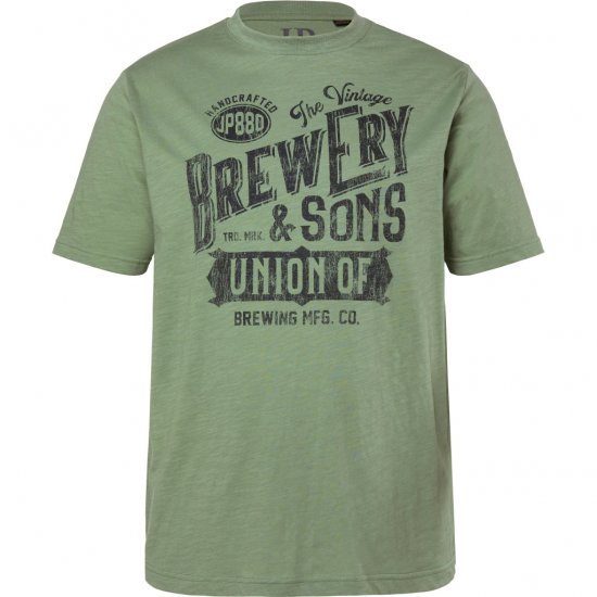 JP1880 T-Shirt Short Sleeve Chest Print Eucalyptus Green - T-shirts - T-shirts i store størrelser - 2XL-14XL