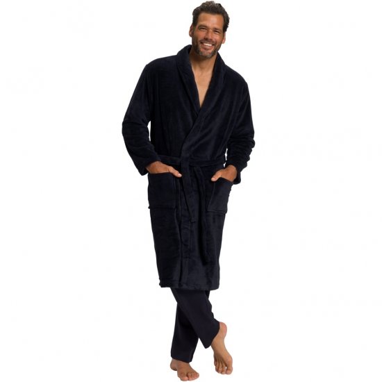 JP1880 Bathrobe with Spacious Patch Pockets Dark Navy - Undertøj og badetøj - Badetøj og Undertøj i store størrelser 
