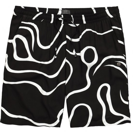 JP1880 Bermuda Shorts Soft Viscose All-over Print Black - Shorts - Shorts i store størrelser - W40-W60