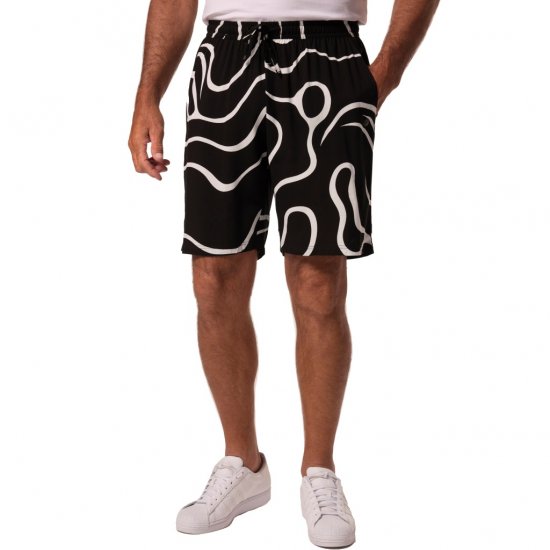 JP1880 Bermuda Shorts Soft Viscose All-over Print Black - Shorts - Shorts i store størrelser - W40-W60