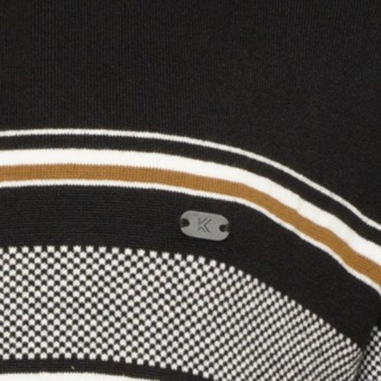 Kam Jeans 93 Stripe 1/4 Zipper Knitted Sweater Black - Trøjer og hættetrøjer - Trøjer og Hættetrøjer i store størrelser - 2XL-14XL
