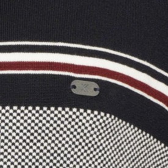 Kam Jeans 93 Stripe 1/4 Zipper Knitted Sweater Navy - Trøjer og hættetrøjer - Trøjer og Hættetrøjer i store størrelser - 2XL-14XL