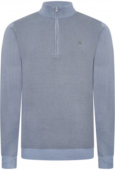 Kam Jeans 94 Knitted with 1/4 Zipper Sweater Powder Blue - Trøjer og hættetrøjer - Trøjer og Hættetrøjer i store størrelser - 2XL-14XL