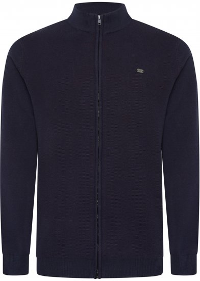 Kam Jeans 95 Zip Through Knitted Sweater Navy - Trøjer og hættetrøjer - Trøjer og Hættetrøjer i store størrelser - 2XL-14XL