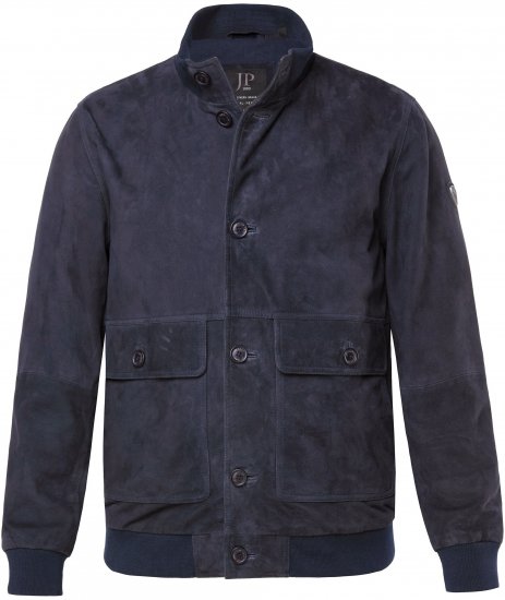 JP1880 Soft Goatskin Suede Leather Jacket Navy - Læderjakker - Læderjakker i store størrelser