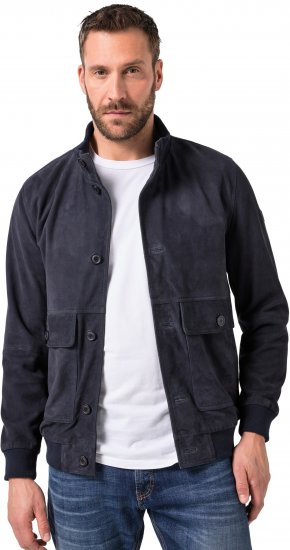 JP1880 Soft Goatskin Suede Leather Jacket Navy - Læderjakker - Læderjakker i store størrelser