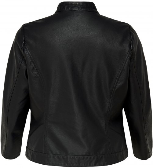 Only Carmakoma Robber Leather Jacket Black - Skindjakker - 