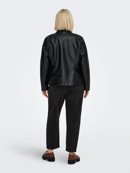 Only Carmakoma Robber Leather Jacket Black - Skindjakker - 