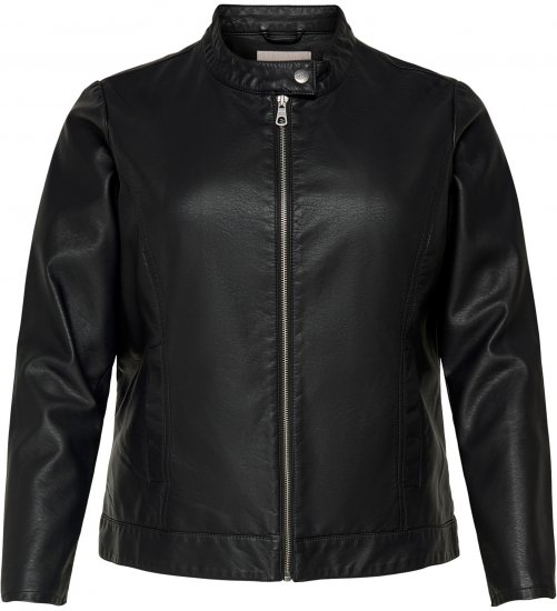Only Carmakoma Robber Leather Jacket Black - Skindjakker - 