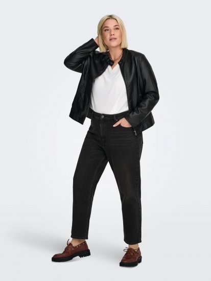 Only Carmakoma Robber Leather Jacket Black - Skindjakker - 