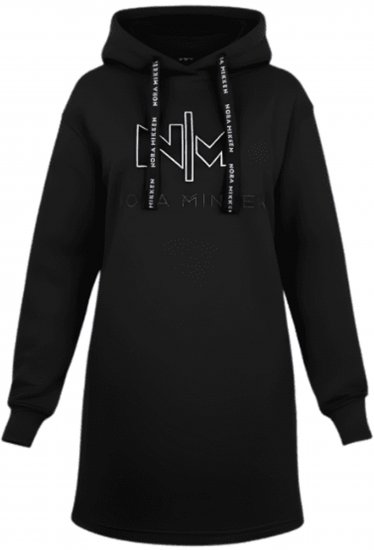Nora Mikken KADRI WHITE Long Hoodie Black - Trøjer og hættetrøjer - Sweatere & hoodies til kvinder