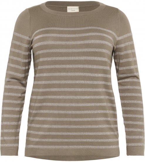 Kaffe Curve Linia Boatneck Pullover Morel Melange with Silver Lurex - Striktrøjer - 