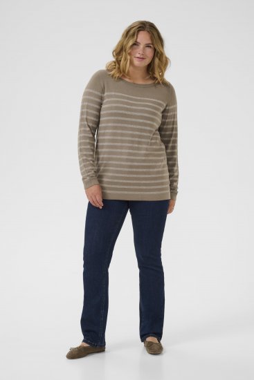 Kaffe Curve Linia Boatneck Pullover Morel Melange with Silver Lurex - Striktrøjer - 