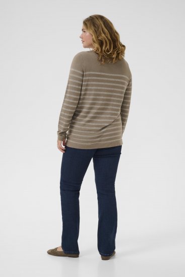 Kaffe Curve Linia Boatneck Pullover Morel Melange with Silver Lurex - Striktrøjer - 