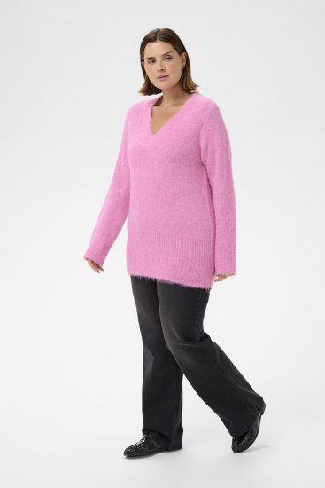 Kaffe Curve Emilia Pullover Pink Power Melange - Striktrøjer - 