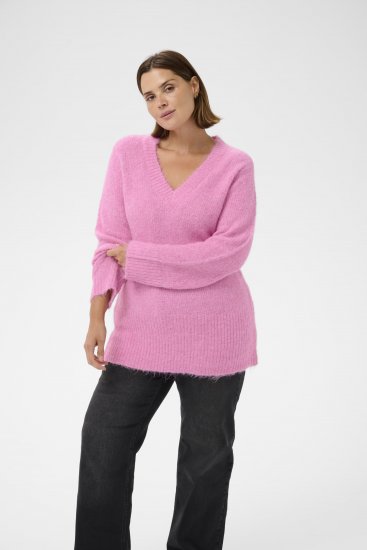Kaffe Curve Emilia Pullover Pink Power Melange - Striktrøjer - 
