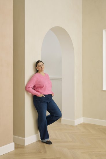 Kaffe Curve Emilia Pullover Pink Power Melange - Striktrøjer - 