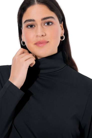 Ulla Popken Basic Long Sleeve Slim Fit Turtleneck Black - Hættetrøjer og sweatshirts - Bløde sweatshirts, hoodies & strik