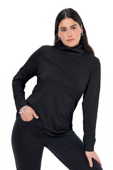 Ulla Popken Basic Long Sleeve Slim Fit Turtleneck Black - Hættetrøjer og sweatshirts - Bløde sweatshirts, hoodies & strik