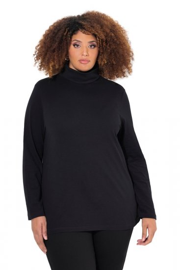 Ulla Popken Basic Long Sleeve Slim Fit Turtleneck Black - Hættetrøjer og sweatshirts - Bløde sweatshirts, hoodies & strik