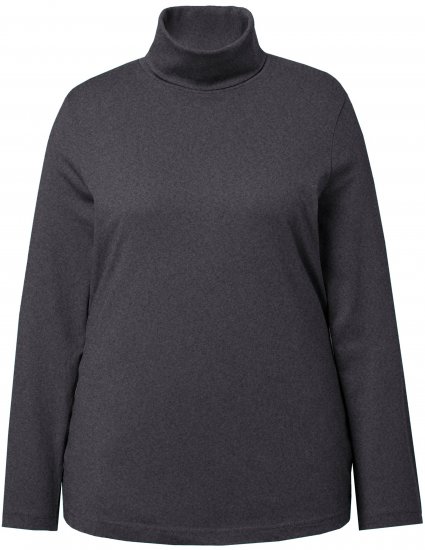 Ulla Popken Basic Long Sleeve Slim Fit Turtleneck Charcoal Grey Melange - Hættetrøjer og sweatshirts - 