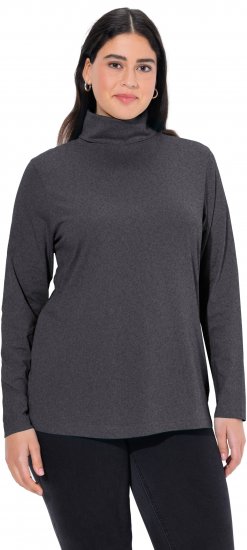 Ulla Popken Basic Long Sleeve Slim Fit Turtleneck Charcoal Grey Melange - Hættetrøjer og sweatshirts - 