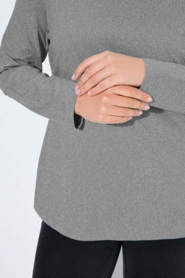 Ulla Popken Basic Long Sleeve Slim Fit Turtleneck Light Grey Melange - Hættetrøjer og sweatshirts - Bløde sweatshirts, hoodies & strik