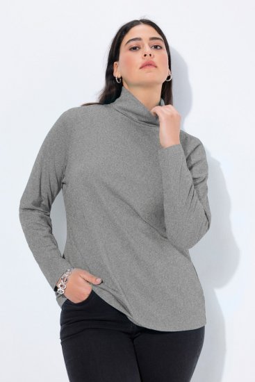 Ulla Popken Basic Long Sleeve Slim Fit Turtleneck Light Grey Melange - Hættetrøjer og sweatshirts - Bløde sweatshirts, hoodies & strik