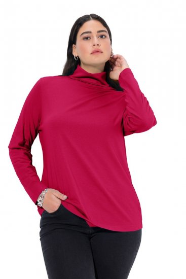 Ulla Popken Basic Long Sleeve Slim Fit Turtleneck Red - Hættetrøjer og sweatshirts - Bløde sweatshirts, hoodies & strik