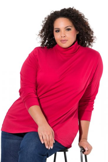 Ulla Popken Basic Long Sleeve Slim Fit Turtleneck Red - Hættetrøjer og sweatshirts - Bløde sweatshirts, hoodies & strik
