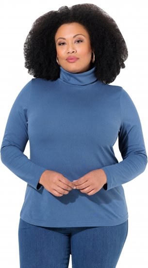 Ulla Popken Basic Long Sleeve Slim Fit Turtleneck Ink Blue - Hættetrøjer og sweatshirts - 