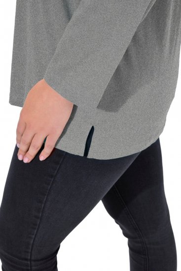 Ulla Popken Back To Basics V-Neck Relaxed Fit Cotton Tee Light Grey Melange - T-shirts - T-shirts til kvinder