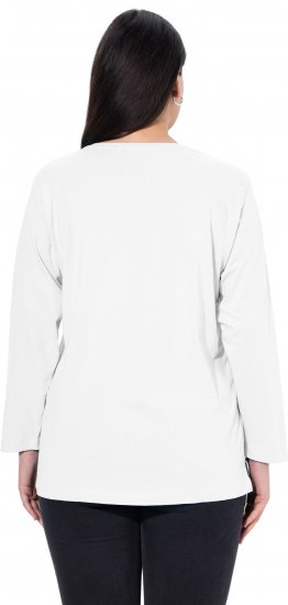 Ulla Popken Back To Basics V-Neck Relaxed Fit Cotton Tee Snow White - T-shirts - 