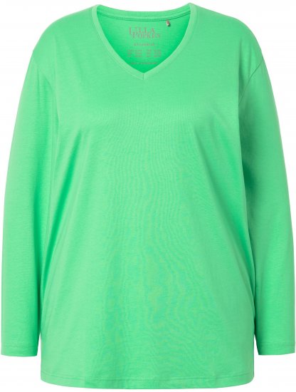 Ulla Popken Back To Basics V-Neck Relaxed Fit Cotton Tee Mint Green - T-shirts - T-shirts til kvinder