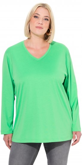 Ulla Popken Back To Basics V-Neck Relaxed Fit Cotton Tee Mint Green - T-shirts - T-shirts til kvinder