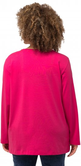 Ulla Popken Back To Basics V-Neck Relaxed Fit Cotton Tee Magenta Pink - T-shirts - T-shirts til kvinder