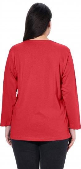 Ulla Popken Back To Basics V-Neck Relaxed Fit Cotton Tee Salsa Red - T-shirts - 