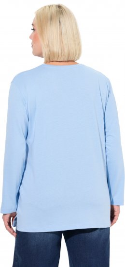 Ulla Popken Back To Basics V-Neck Relaxed Fit Cotton Tee Light Blue - T-shirts - T-shirts til kvinder